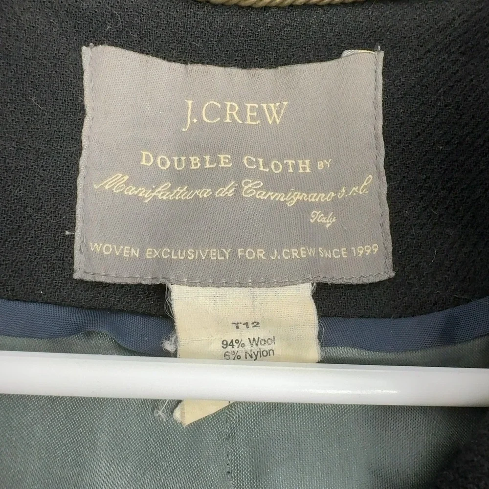 J Crew Coat Womens 12 Black Wool Double Cloth Mock Neck Classic Winter - Picture 4 of 10